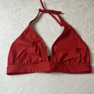 J Crew NWT Classic Red Halter Tie Neck Bikini Top D / DD Size XL BY633